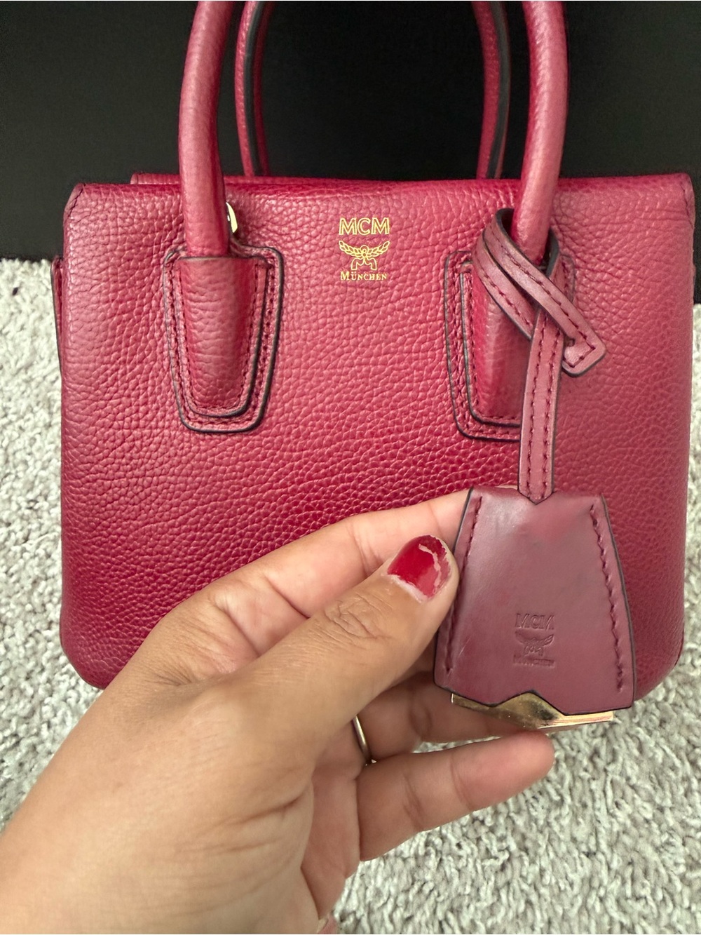 mcm Mini Milla Tote Burgundy - Picture 10 of 12